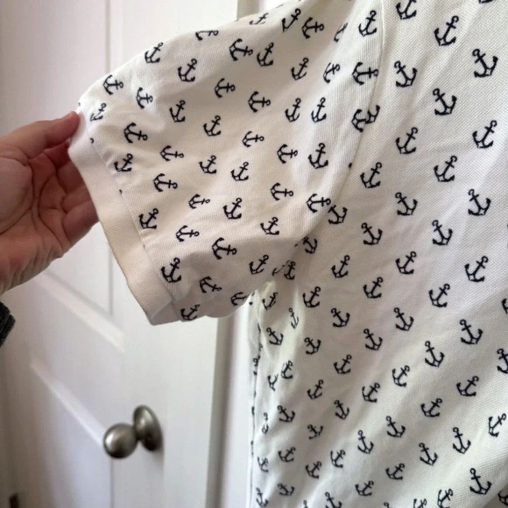 Polo‎ Ralph Lauren Anchor Nautical Polo Shirt XL Classic Fit White Navy AOP
